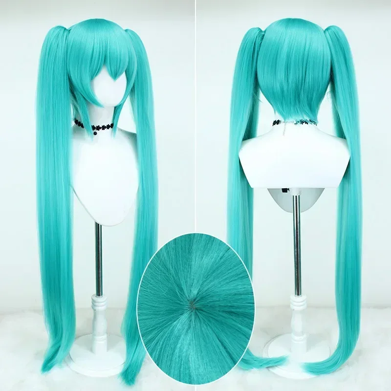Anime Cosplay Blue Hair - 2026 มิกุคอสเพลย์วิกผมยาว 105 ซม. สีฟ้าสีเขียวผมหางม้าคู่เส้นใยสังเคราะห์สำหรับอะนิเมะฮาโลวีนปาร์ตี้คริสต์มาส