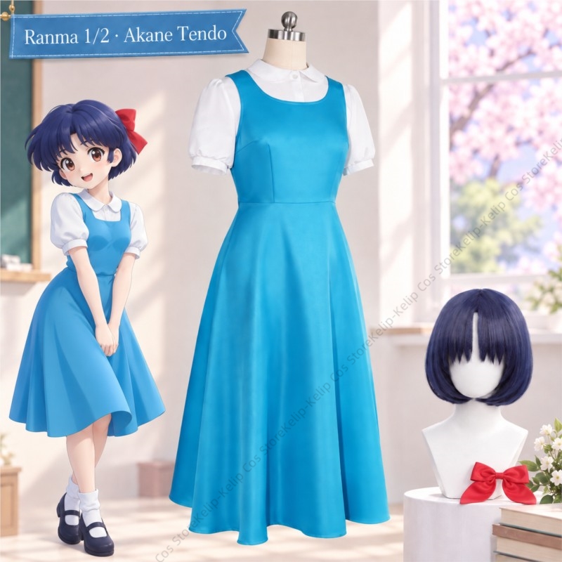 ชุดคอสเพลย์ รันมา 1/2 อาคาเนะ  - Anime Cosplay Blue Hair บทวิจารณ์และราคา